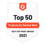 Auszeichnung von G2 als Top 50 Produkt für Remote-Arbeit